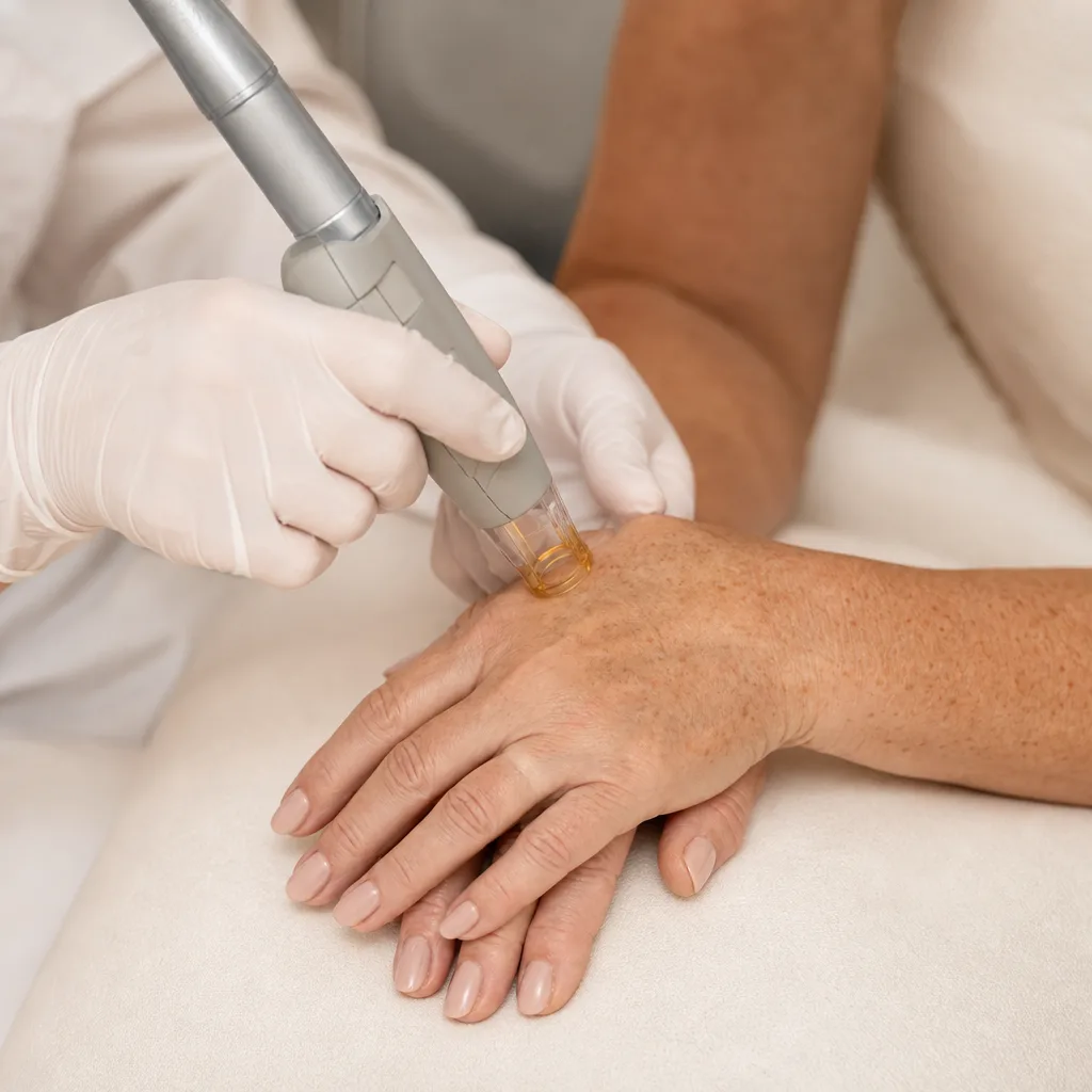 Rejuvenescimento das Mãos — Atenuação de manchas solares e pigmentares.